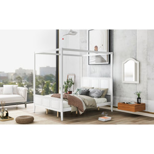 CEBALLOS Canopy Platform Bed With Headboard and Footboard, Slat Support Leg