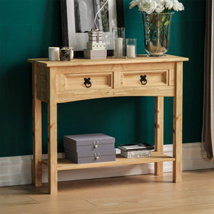 NATUR PUR Dermott 2 Drawer Solid Wood Console Table for Hallway & Living Room Furniture