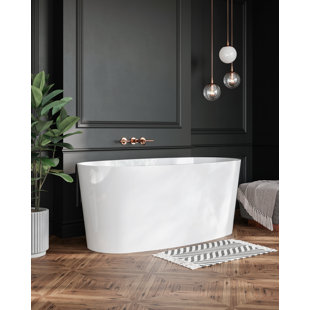 WETSTYLE Ove 59.25" x 30” Freestanding Soaking Solid Surface Bathtub with Wetmar Bio