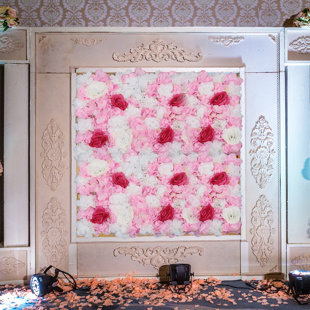 FUNTEN Romantic Artificial Flower Wall Panel Wedding Party Background Rose Wall (Set of 4)