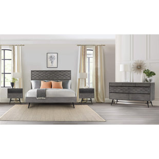 CORRIGAN STUDIO® Jamarkus 4 Piece Bedroom Set In Grey Acacia Wood
