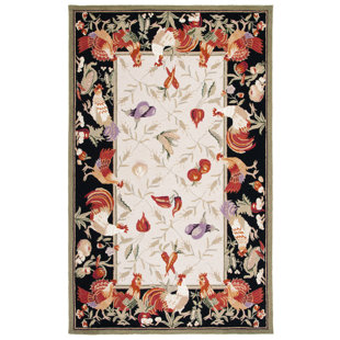 LARK MANOR™ Hollander Handmade Hand Hooked Wool Black Rug