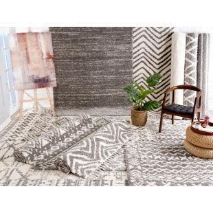 ALPEN HOME Teppich Pulpy 514 Hochflor Wohnzimmer Ethno Boho Stil Grau Creme Teppiche mit Fransen Mcallister