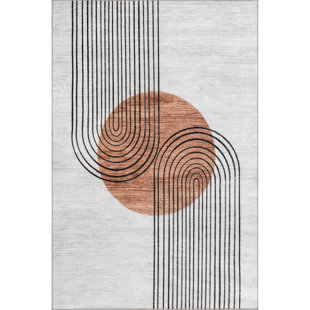 CORRIGAN STUDIO® Martine SpinClean Abstract Sun Machine Washable Area Rug