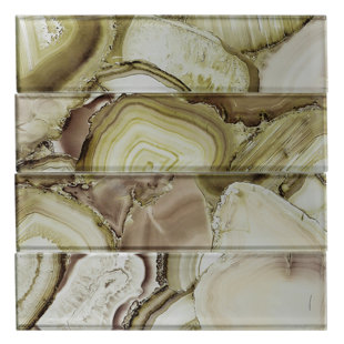 EVERLY QUINN Howd 3" x 12" Glass Patterned Look Subway Wall Tile