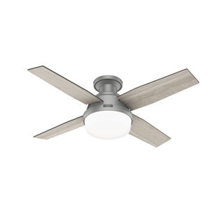 HUNTER FAN Dempsey Low Profile 44" 4 - Blade Flush Mount Ceiling Fan with Lights and Remote