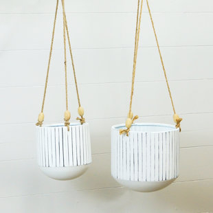 AMERICAN MERCANTILE METAL HANGING PLANTERS SET OF 2