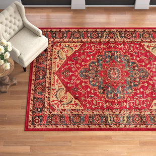 THREE POSTS Alverta Oriental Woven Red/Beige Area Rug