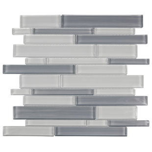 SYMPLE STUFF Tolna 12" x 12" Glass Linear Mosaic Wall Tile