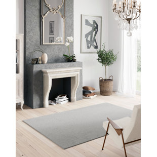 WILLA ARLO INTERIORS Machine Washable Plain Tufted Grey Rug