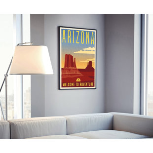 TRINX Arizona Retro Style State Travel Poster, Vintage Unframed Print, Home and Office Wall Art