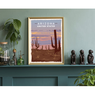 TRINX Arizona Retro Style State Travel Poster, Vintage Unframed Print, Home and Office Wall Art