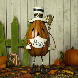 ZAER LTD INTERNATIONAL 27.5" Tall Top Hat Jack-O-Lantern With Face Mask