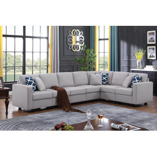 EBERN DESIGNS Solina Linen Reversible Modular Corner Sectional Sofa