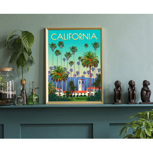 TRINX California Retro Style State Travel Poster, Vintage Unframed Print, Home and Office Wall Art