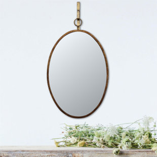 BLOOMSBURY MARKET Akeeyla Oval Metal Framed Wall Mirror with Bracket