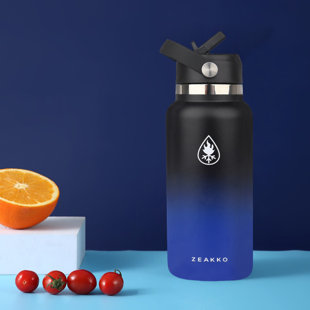 999KILL Zeakko Flask 32Oz Double Wall Stainless Steel Water Bottle with Straw Lid & Sport Lid