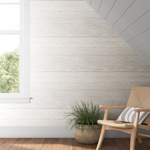BEACHCREST HOME Iveta Shiplap 5.4m x 52cm Semi-Gloss Wallpaper Roll