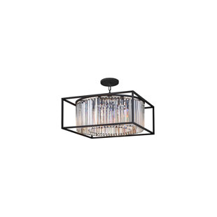 HINKLEY Giada Eight-Light Convertible Drum Chandelier w/ Crystal Prisms