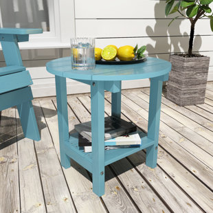 HERACLES Patio Outdoor Round Adirondack Plastic/Resin Side Table Weather Resistant End Table