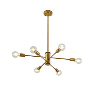 MERCER41 Kinman 6 - Light Dimmable Sputnik Modern Linear Chandelier