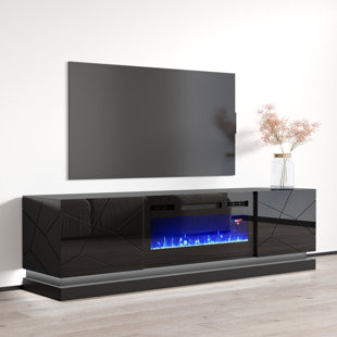 MEBLE FURNITURE TV Stand for TVs up to 78" with Electric Fireplace Included
