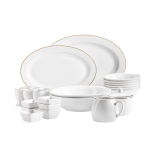MÄSER 24 Piece Porcelain China Dinnerware Set - Service for 6