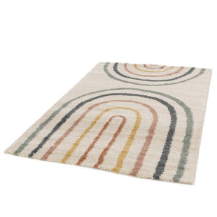 LANGLEY STREET Koa Canipe Multicoloured Rainbow Machine Woven Beige Area Rug