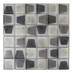 SYMPLE STUFF Taourirt 12" x 12" Beveled Glass Grid Mosaic Wall Tile