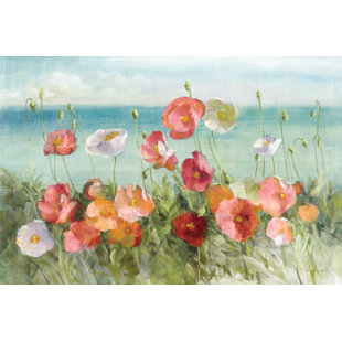 ROSALIND WHEELER Coastal Poppies Light. by Danhui Nai - Wrapped Canvas Painting