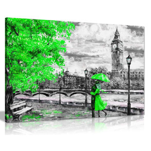 PANTHER PRINT London Oil Painting Artwork Reproduction Big Ben - Wrapped Canvas Print