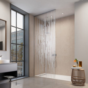 DISTINCT KITCHEN AND BATH 34'' - 34'' W x 72'' H Frameless Fixed Glass Panel with Pattern Glass