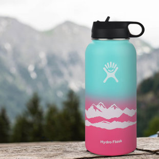CCYMI Hydro Flask 32oz Wide Mouth Water Bottle with Straw Lid, Mountain Design