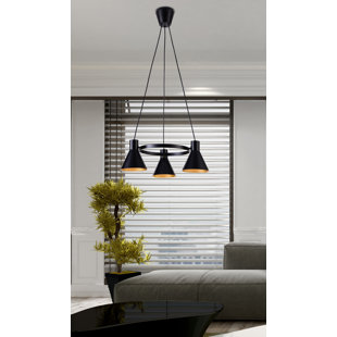 GEORGE OLIVER Guto 3-Light Wagon Wheel Chandelier