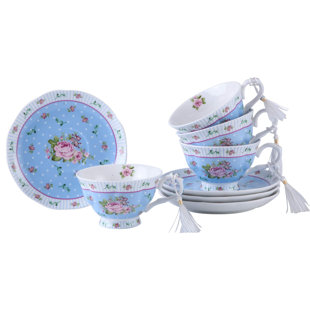 LEVI BEER Cinambei Porcelain Teacup and Saucer (Set of 4)