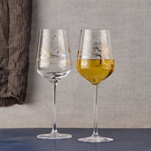 ANTON STUDIO DESIGNS Skye 15.25oz. Glass Wine Glass Stemware Set (Set of 2)