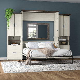 LATITUDE RUN® Staas Murphy Bed with Desk and 2 Storage Cabinets