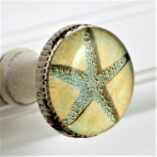 CHARLESTON KNOB COMPANY Starfish Retro Art Knob in Whitewashed Pewter (Set of 4)