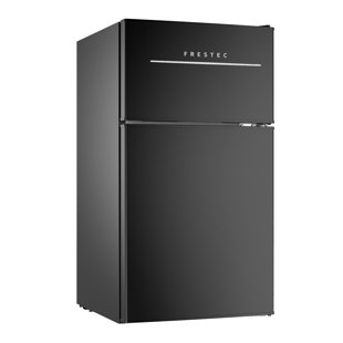 FRESTEC 3.0 Cu.ft Compact Refrigerator With Freezer, 2 Door Mini Fridge With 2 Rolling Wheels 37Db Quiet, Led Lights, 7- Settings Mechanical Thermostat, Reversible Doors And Removable Shelf, E-Star Rated Small Refrigerator For Office, Dorm, Bedroom Or Garage