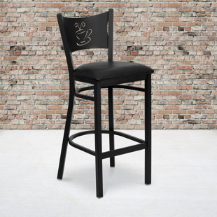 IHOME STUDIO Fairmont Coffee Back Metal Restaurant Barstool with Vinyl Seat
