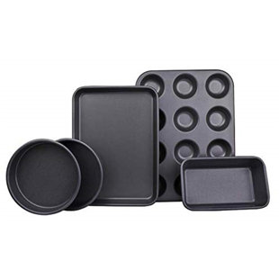 LEVI BEER Cinambei 5-Piece Bakeware Set Baking Equipment- with Muffin Tray, Oven Tray, Cake Pan, Loaf Pan & Spring Form Cake Tin