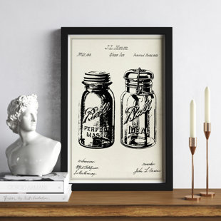 KELLY CLARKSON HOME " Food And Cuisine 'Mason Glass Jar Patent 2' Kitchen " by Wynwood Studio Prints Wall Art Print