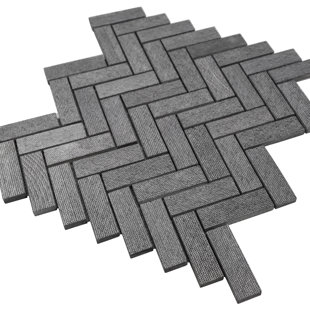 SYMPLE STUFF Elinn 1 x 3 Volcanic Herringbone Chevron Mosaic Wall Tile