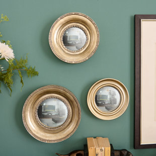 MULTI CASA MEX Myra Round Wood Wall Mirror