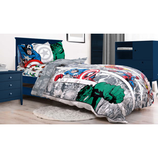 DISNEY Marvel Comics Avengers Comic Cool 100% Cotton Double Bed Set (3 Pc)