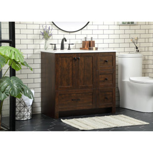 WADE LOGAN® Carland 36'' Single Bathroom Vanity with Engineered Marble Top