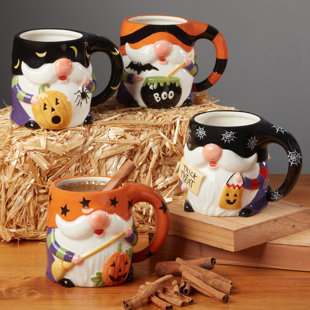 CERTIFIED INTERNATIONAL Halloween Gnomes Set Of 4 3-D Mug