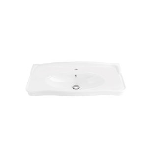 WS BATH COLLECTIONS Antique Glossy White Ceramic Rectangular Wall Mount Bathroom Sink with Overflow