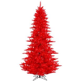 HASHTAG HOME Flocked Red Fir Artificial Christmas Tree