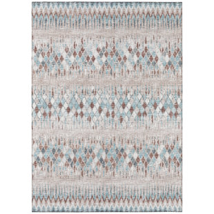 ADDISON RUGS Chevron Machine Woven Area Rug in Blue